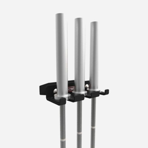 IronEdge Barbell Storage Rack Mounted with three bars