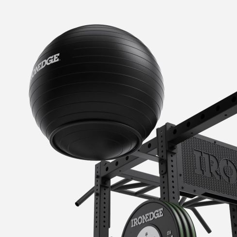 IronEdge Swiss Ball Black on rack attachment