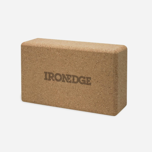 IronEdge Cork Yoga Brick with logo