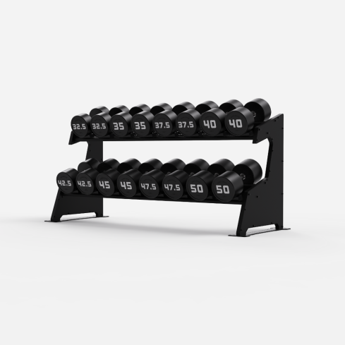 2 x 32.5kg-50kg Premium Dumbbells & Rack