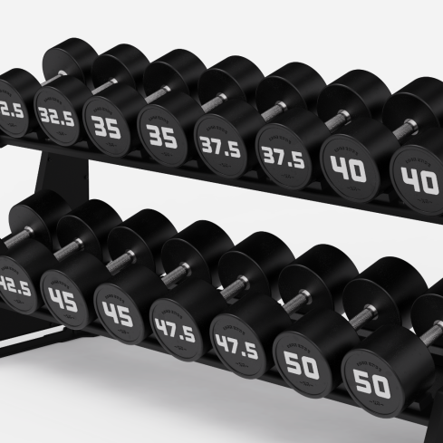 2 x 32.5kg-50kg Premium Dumbbells & Rack