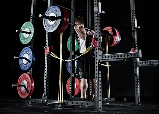 Barbell squat with Power Band resistance