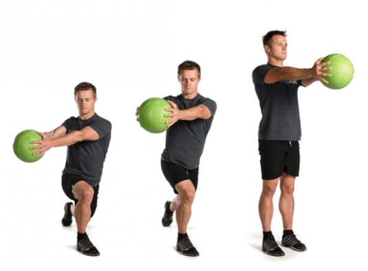 Medicine ball lunge with rotation
