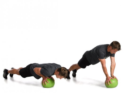 Push up on medicine ball