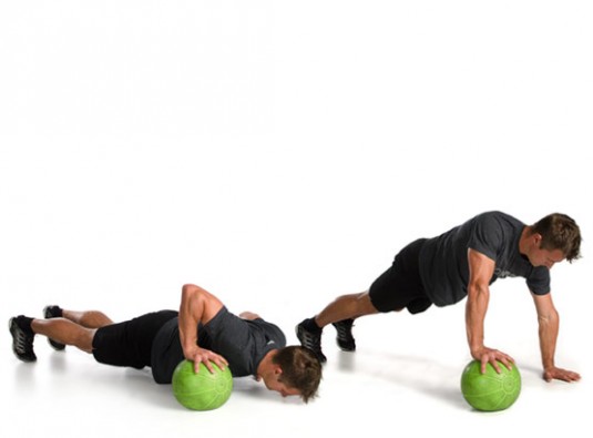 Push up on medicine ball