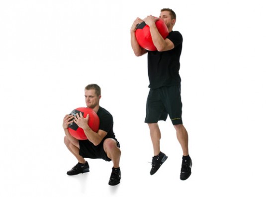 Medicine ball jump squat