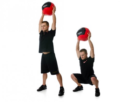 Medicine ball overhead squat