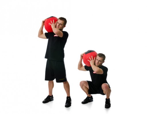 Medicine ball shoulder squat
