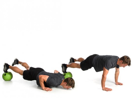 Push up on medicine ball